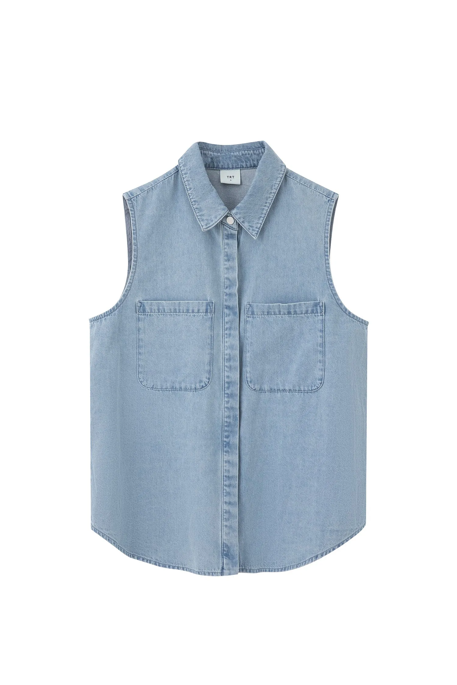 Daily Driven Edgy Design Denim Sleeveless Blouse - Light Denim