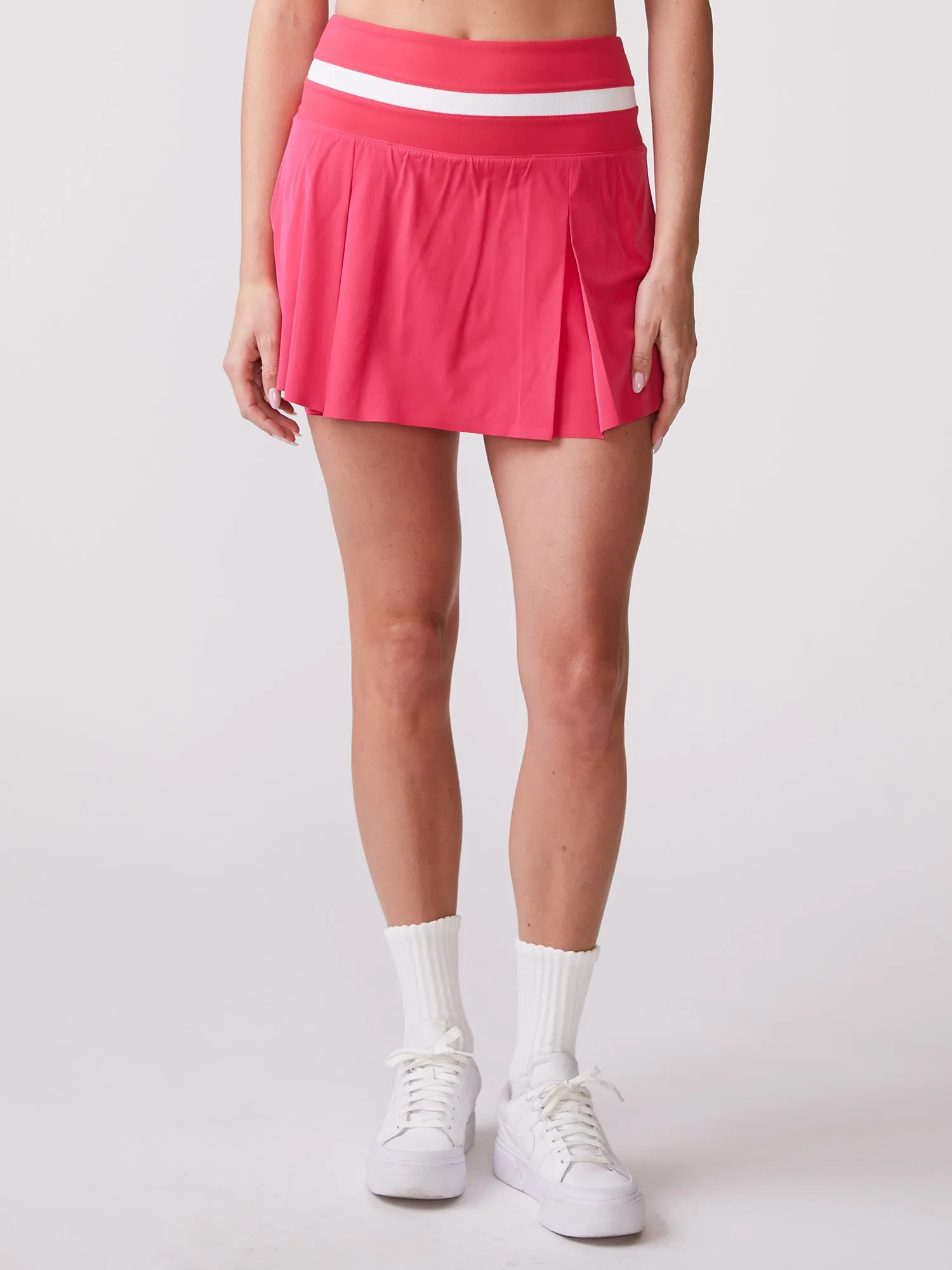 Relaxed Style Rib Trim Box Pleat Skort