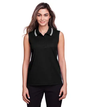 DG20SW - Devon & Jones CrownLux Performance? Ladies Plaited Tipped Sleeveless Polo Shirt Minimal Comfort