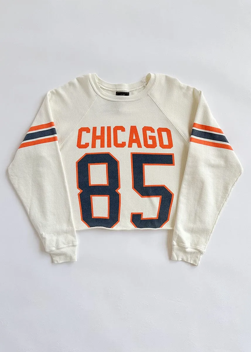 Chicago 85 Crop Crewneck - White uncollared Comfy Essentials