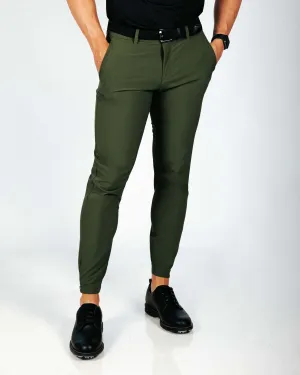 Men's Olive Golf Jogger Anti Sag Fabric Blend
