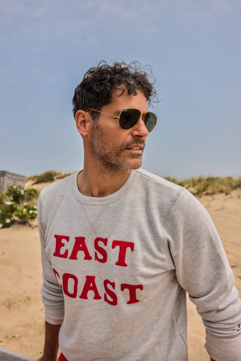 East Coast Terry Crewneck, Grey/Red Cozy Apparel product tribal energy