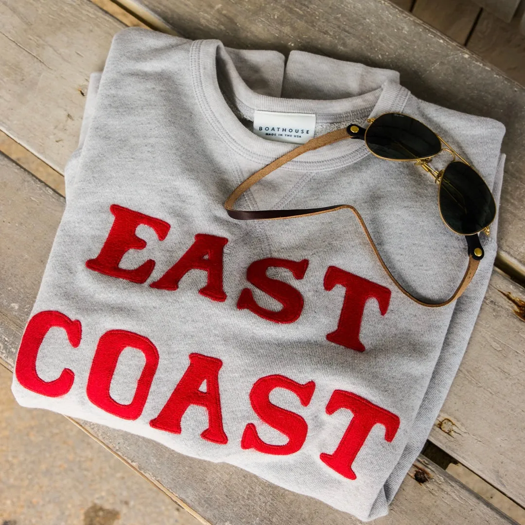 product home friendliness East Coast Terry Crewneck, Grey/Red