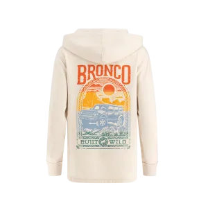 Classic Chic Easy Care Ford Bronco Womens Ombre Built Wild Graphic Vintage Wash Hoodie
