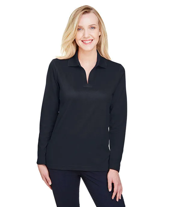 Comfy Fit DG20LW - Devon & Jones CrownLux Performance? Ladies Plaited Long Sleeve Polo Shirt