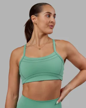 floral Abs Ignite Sports Bra - Matcha Green
