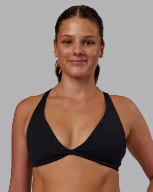 Agile Sports Bra - Black Soft Spandex Floral activewear
