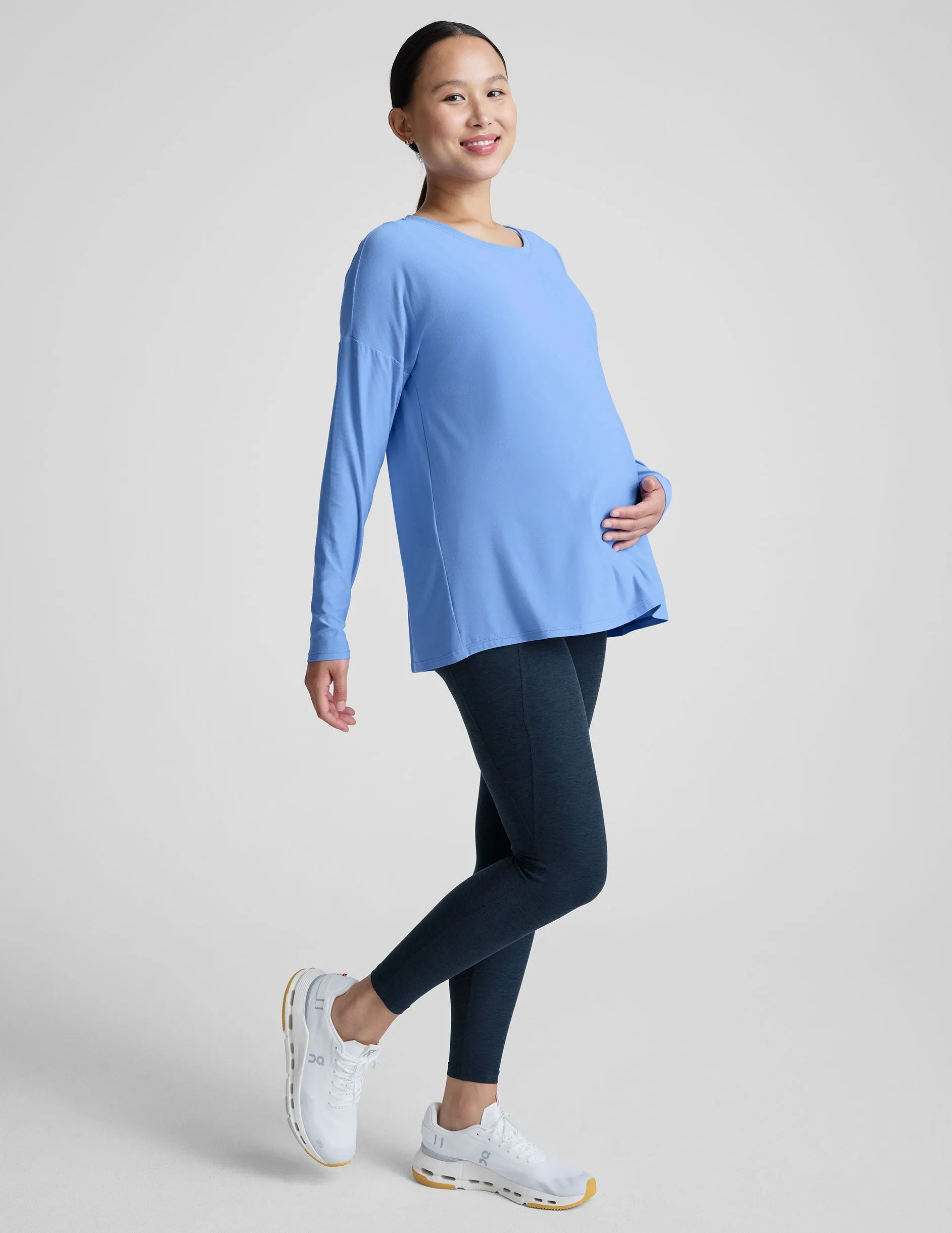 Cap-sleeved Featherweight Feels Like Home Long Sleeve Maternity Top