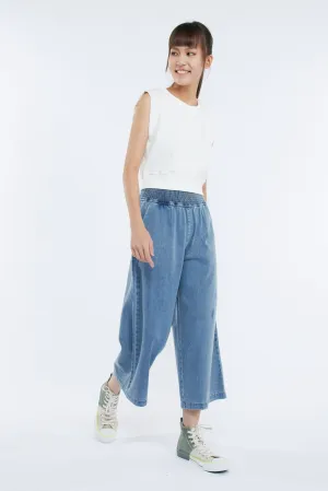 Denim Smocked Waist Pants - Denim Shopping Day High Quality Weekend Style Textured Family Style Autumn Days