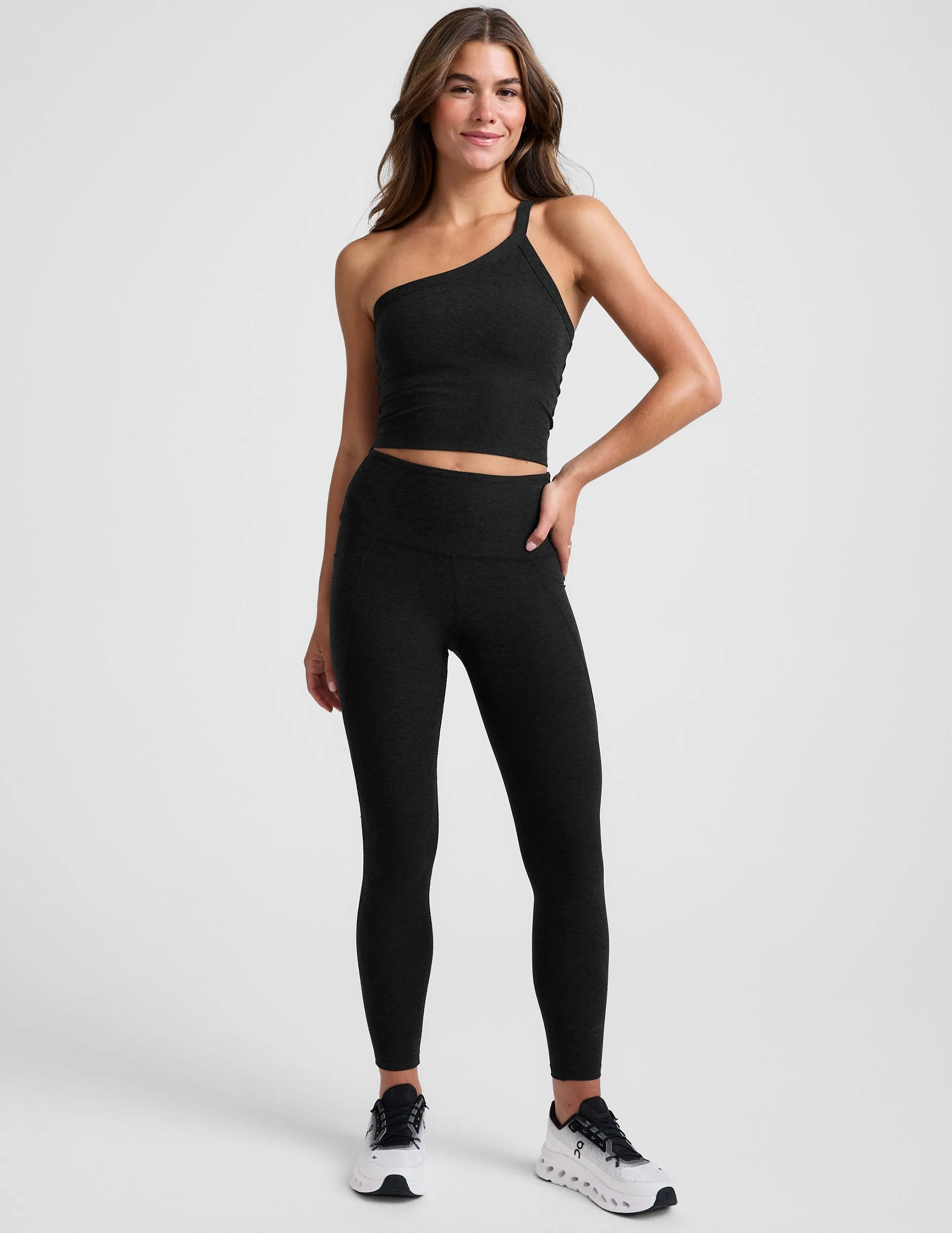 Core Fresh Versatile Layering Piece Spacedye Outset One Shoulder Cropped Tank