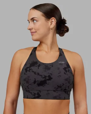 Accelerate Split Strap Sports Bra - Black Tie Dye Matching set seams