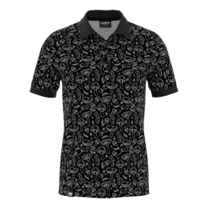 Black 'n' White Mushrooms Polo Shirt Active Wearable