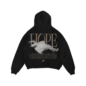 Premium Heavyweight Black "HOPE" Hoodie Anti fungal Poplin