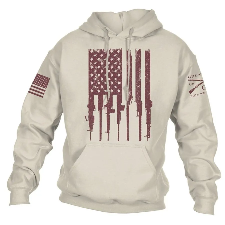 Unisex Design Rifle Flag Hoodie - Sand