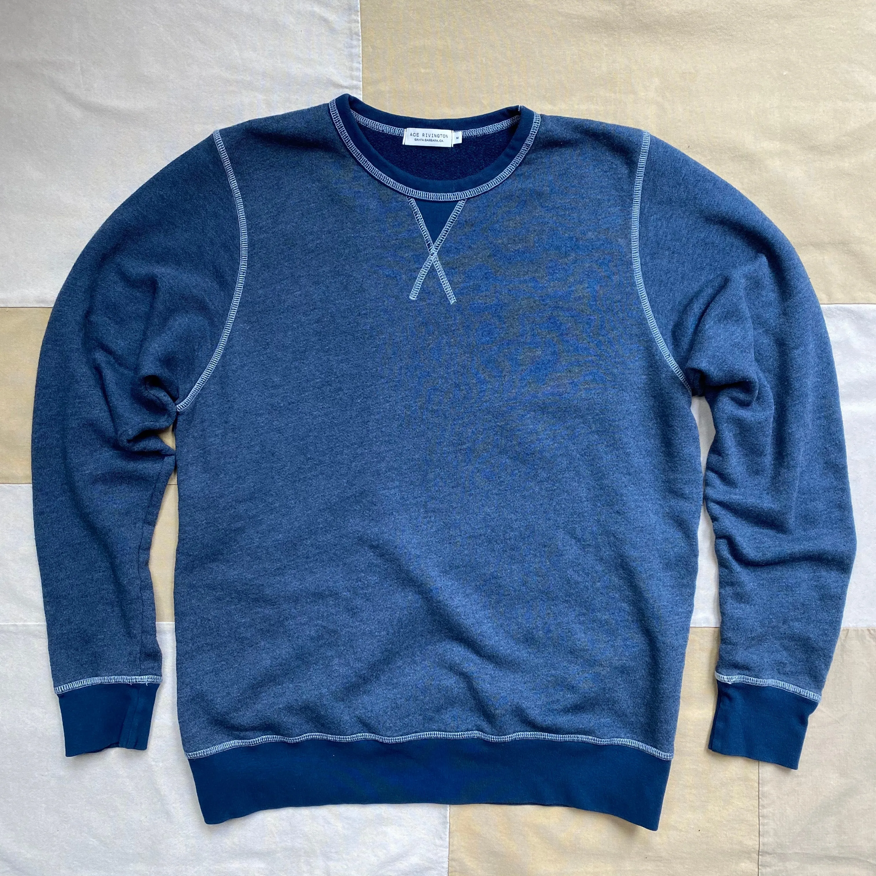 French Terry Crewneck Sweatshirt, Navy Elastic Everyday Style