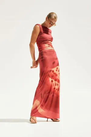 Eco conscious Perfect Stranger Leilani Maxi Skirt Burgundy Print