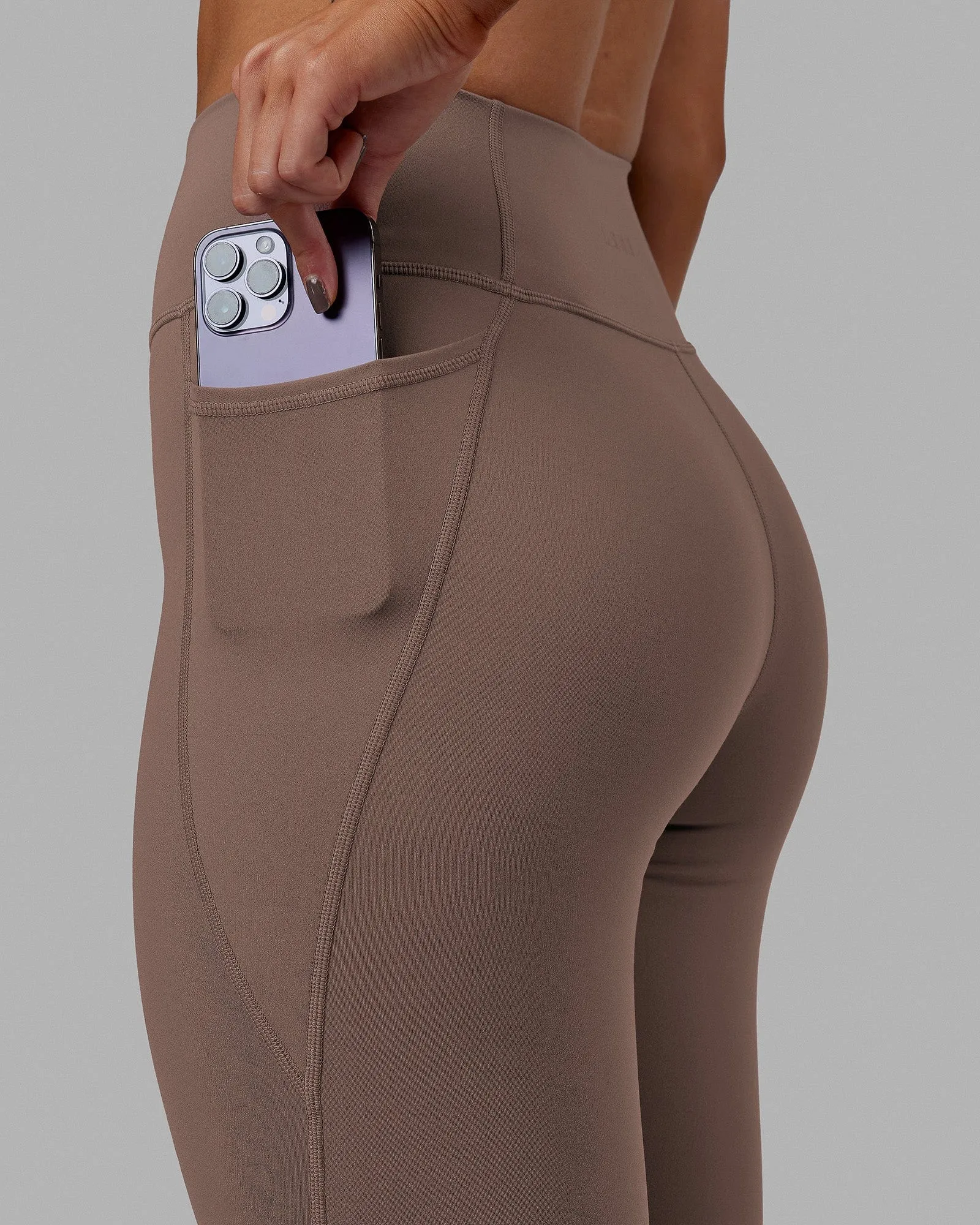 Fusion Ultra High-Rise 7/8 Legging Pockets - Deep Taupe Non Irritating Outdoor Lover Mesh Panel