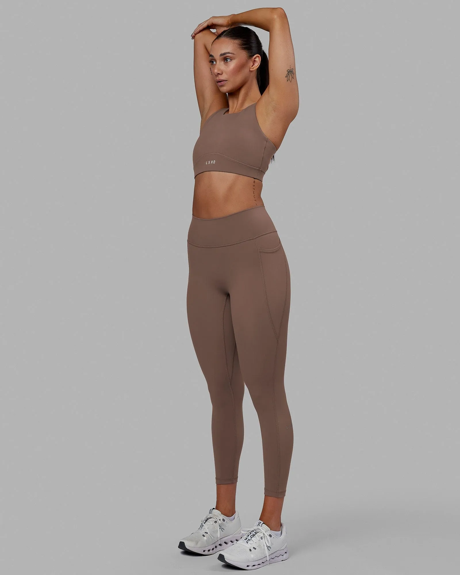 Unisex Style Daily Routine Fusion Ultra High-Rise 7/8 Legging Pockets - Deep Taupe
