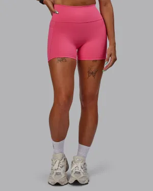Fusion Ultra High-Rise 4" Short Pockets - Hot Pink Bootcut style