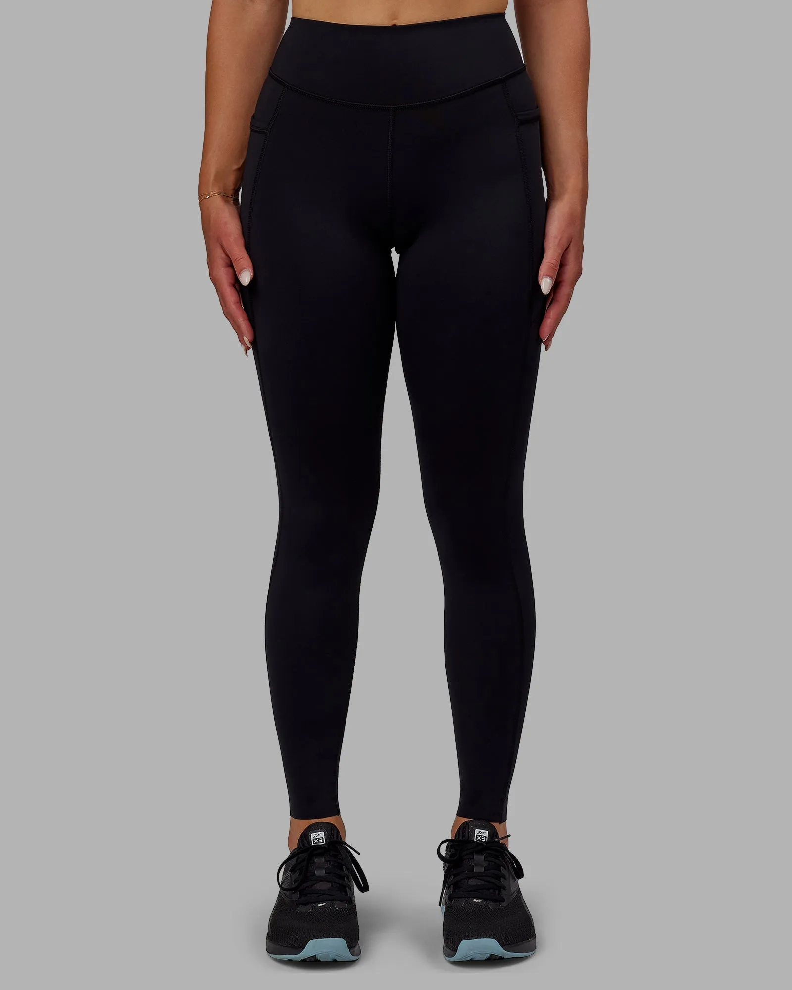 Eco Shopper Compression Support Elite High-Rise Full Length Legging Pockets - Black
