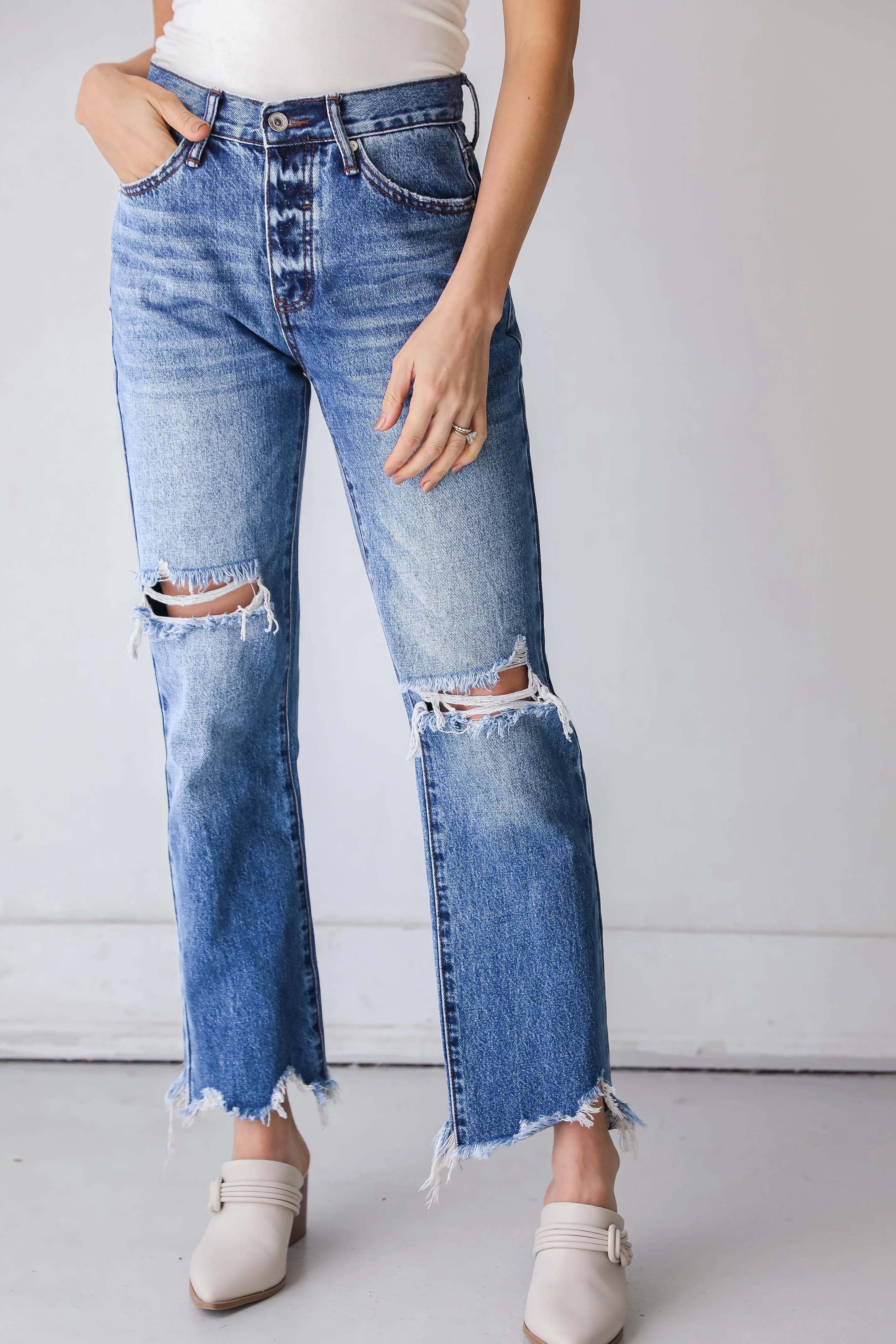Brunch Outfit Casual FINAL SALE - Strut Your Stuff Distressed Straight Leg Jeans