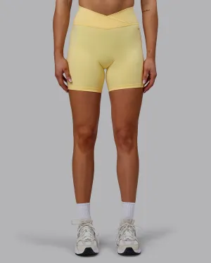 Sara Strike Ultra High-Rise Cross Over Waist 6" Short - Sunflower Durable Hemming embroidery work