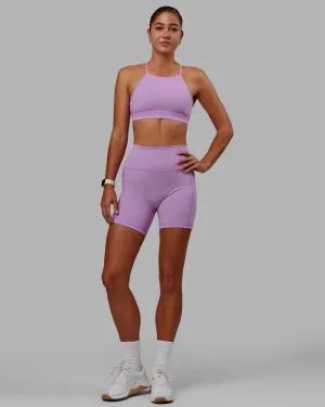 Fusion Ultra High-Rise 6" Short Pockets - Light Violet Outdoor Movement Rubberized Waistband