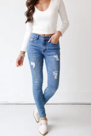 FINAL SALE - Just Chilling Distressed Skinny Jeans Straight Leg Design