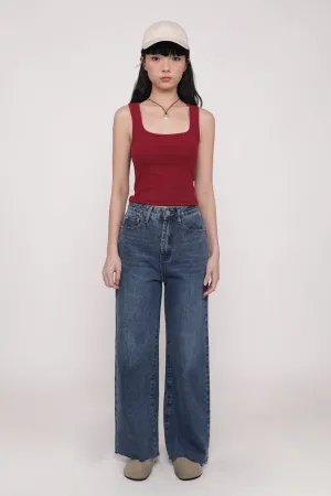 Smart Casual Athlete Fit Regular Louise Frayed Hem Denim Jeans Version 2