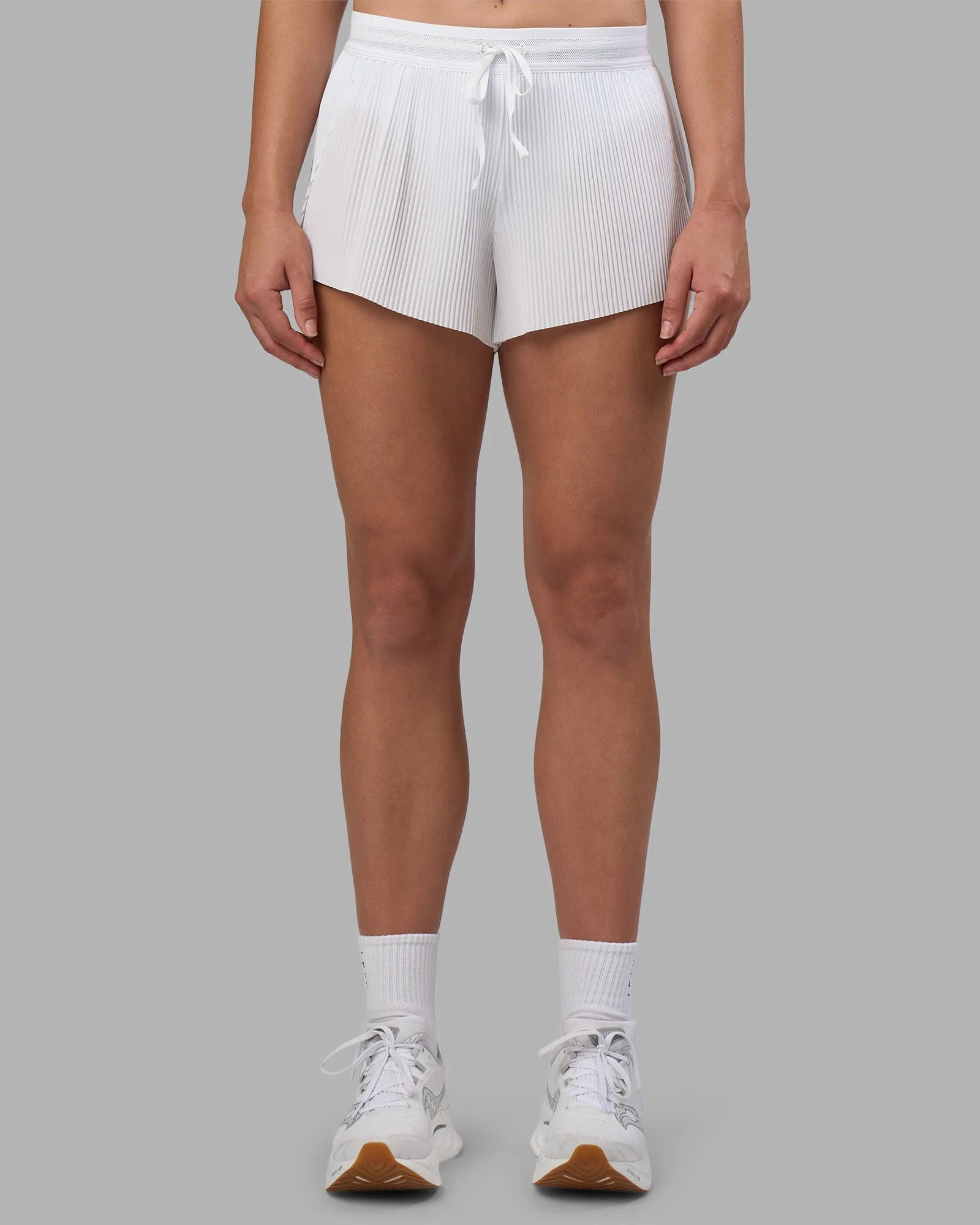 Comfy Waistband Accelerate 3" Pleated Running Short - White