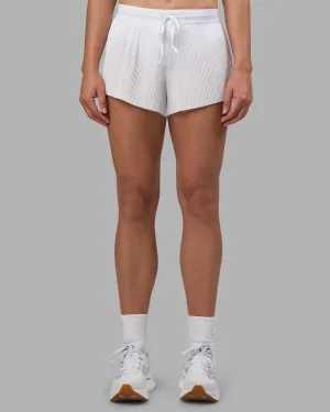 Accelerate 3" Pleated Running Short - White striped shorts formal alternative