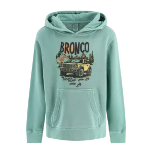 Ford Bronco Youth Sasquatch No Pictures Please Teal Hoodie Running Gear Weekend Casual