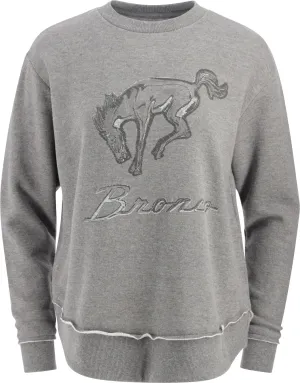 Ford Bronco Womens Gray Relaxed Fleece Crewneck Sweatshirt Fresh Sporty