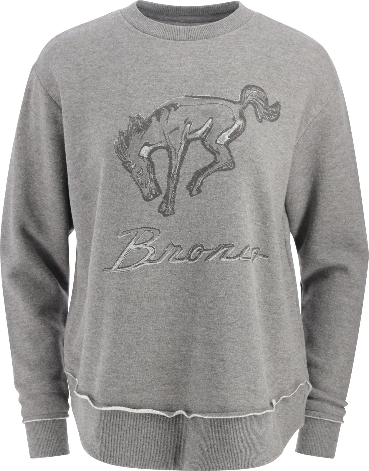 Ford Bronco Womens Gray Relaxed Fleece Crewneck Sweatshirt Minimal Fashion
