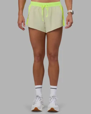 checkered pattern Accelerate 3" Running Short - Lime Glo-Shale Beige