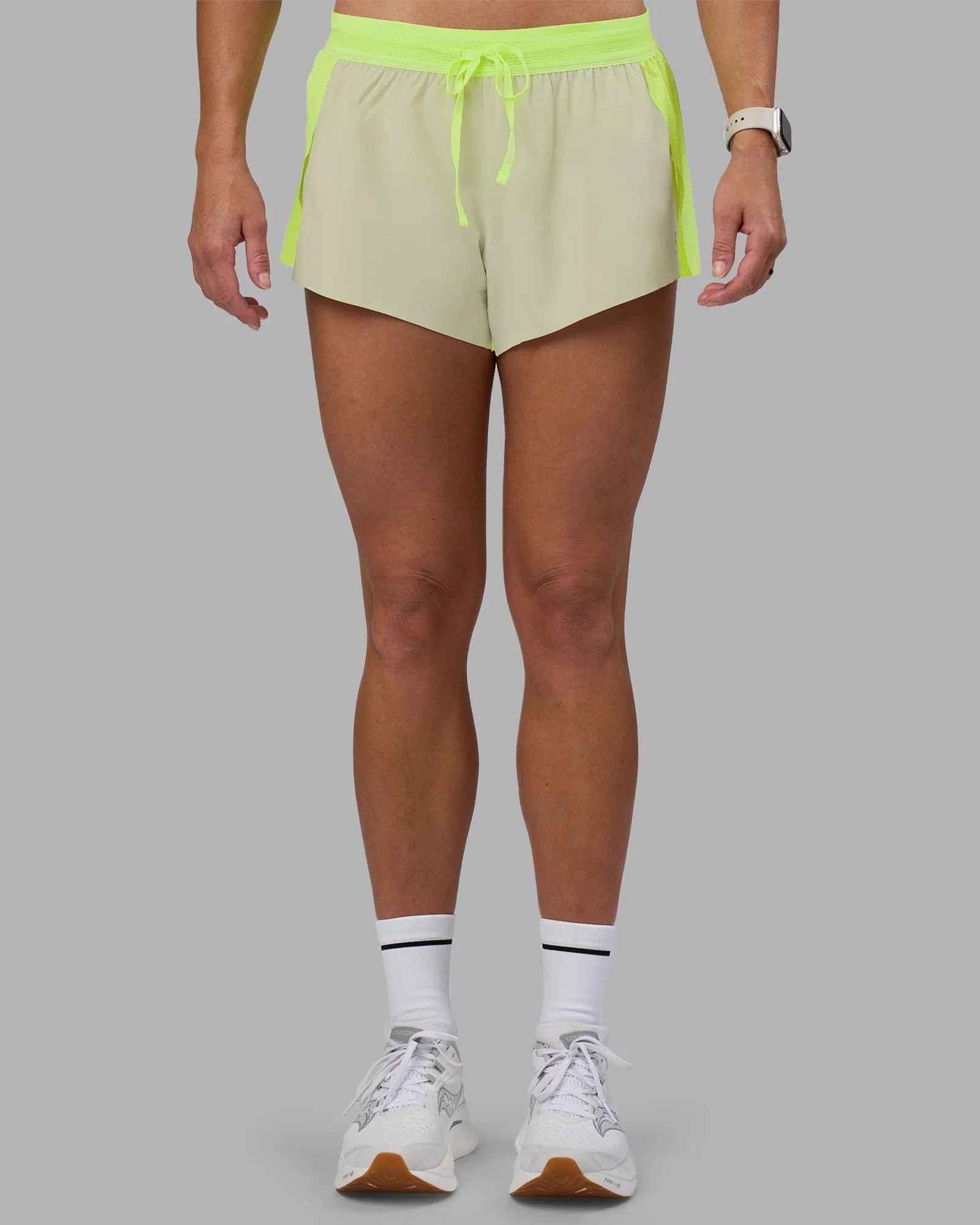 checkered pattern Accelerate 3" Running Short - Lime Glo-Shale Beige