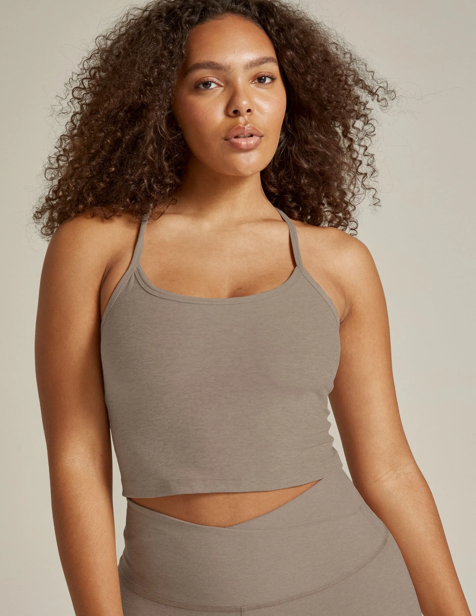 Abrasion Resistant Surface Spacedye Slim Racerback Cropped Tank