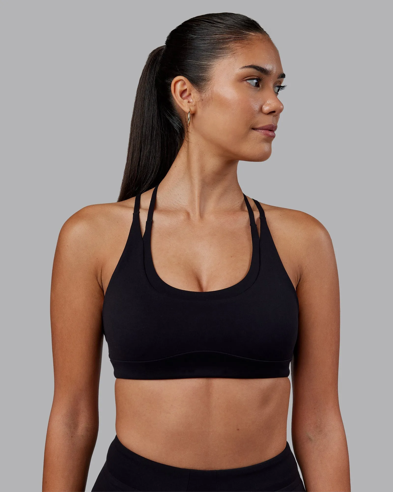 Empower Sports Bra - Black Front Zip Closure Sweat Guard Technology
