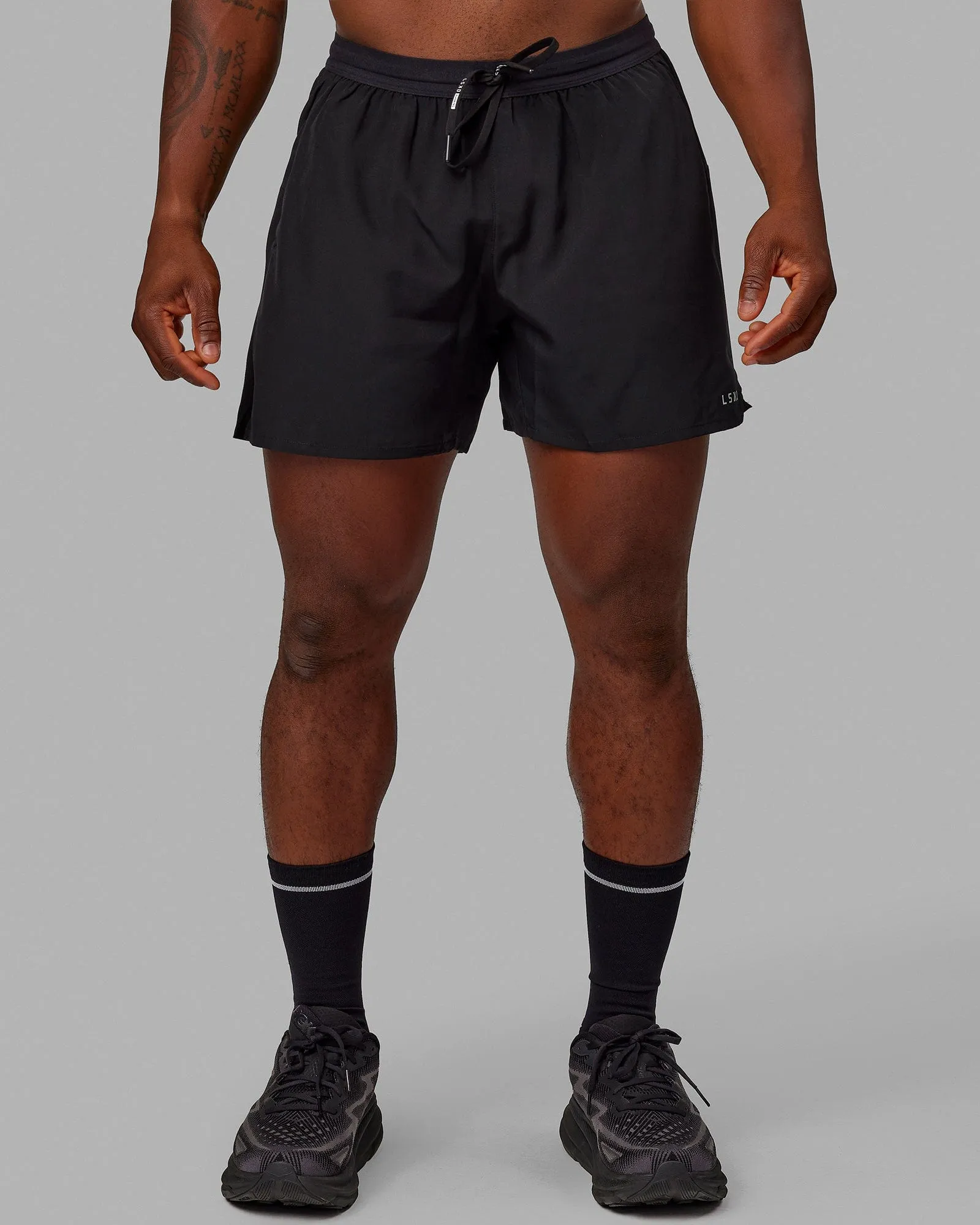 budget-friendly Beach Comfort Pace 5" Lined Running Short - Black-Reflective