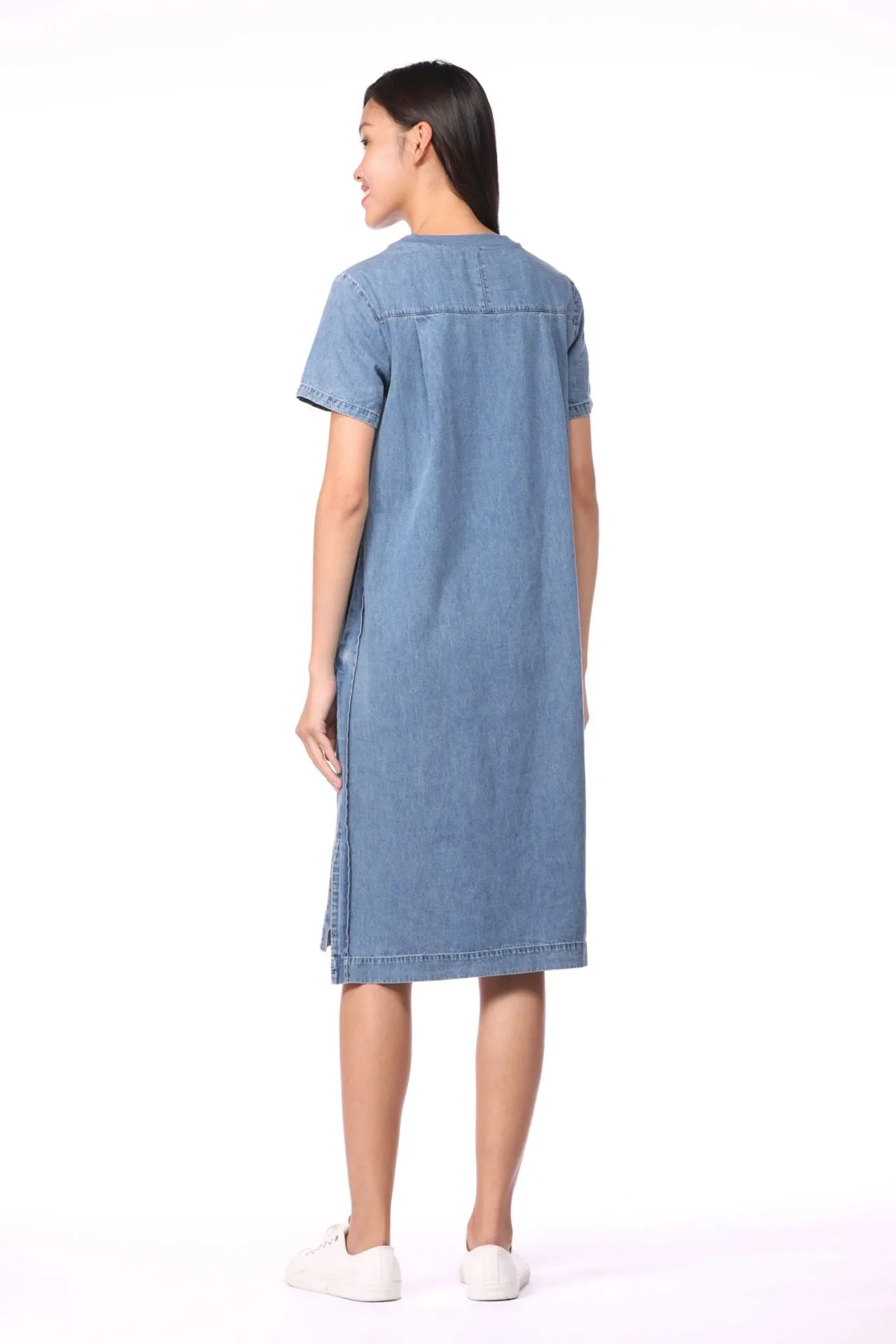 Denim Shoulder Snap Button Dress Rainy Day High Quality Teen Outfit Outdoor Adventure Sunny Vibes