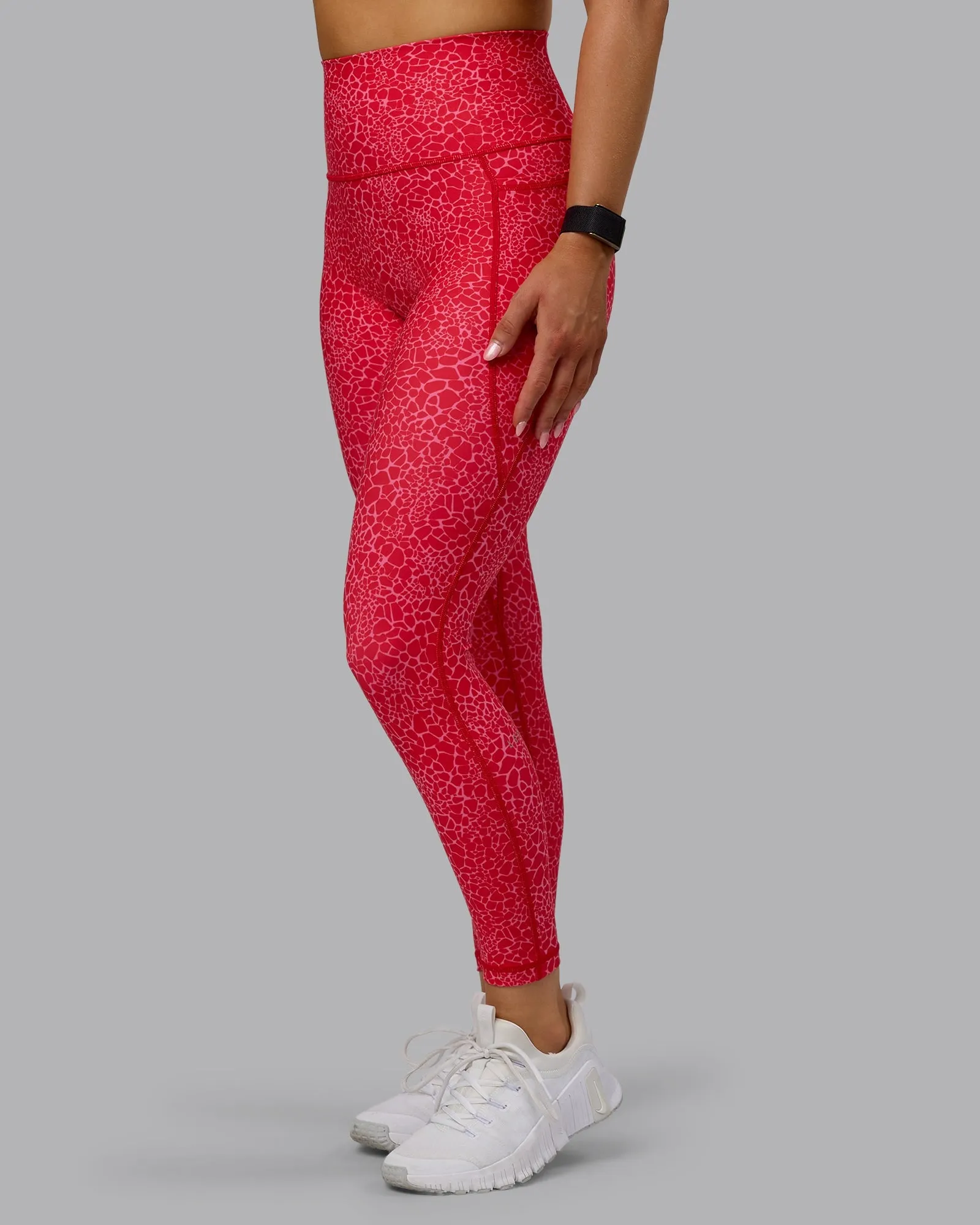 Sporty Fit Outdoor Lover High Waist Fusion Ultra High-Rise 7/8 Legging Pockets - Red Vitality Print
