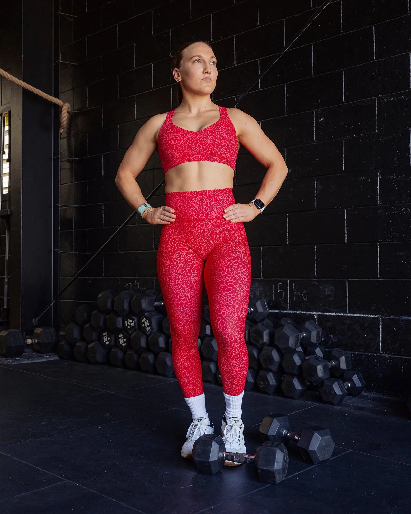 Squat Proof For Kids Fusion Ultra High-Rise 7/8 Legging Pockets - Red Vitality Print
