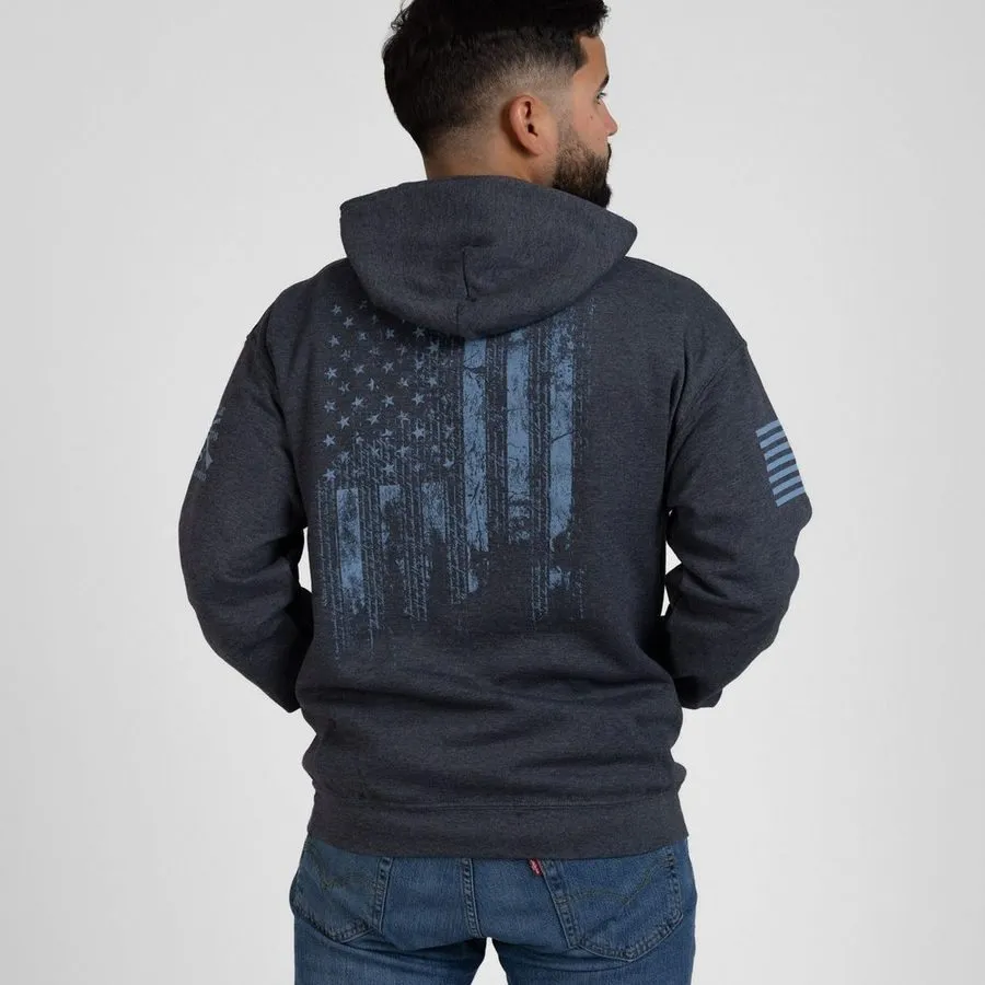 1776 Flag Hoodie - Dark Heather Gray Smart Casual
