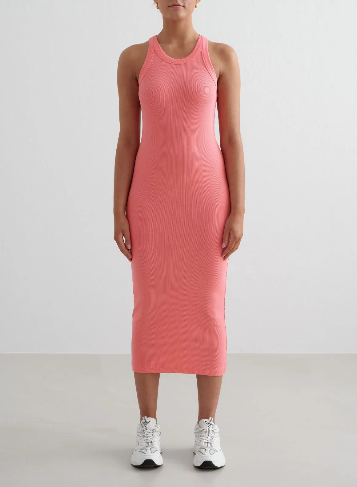 Double Layer Construction Hibiscus Ease Ribbed Tank Dress