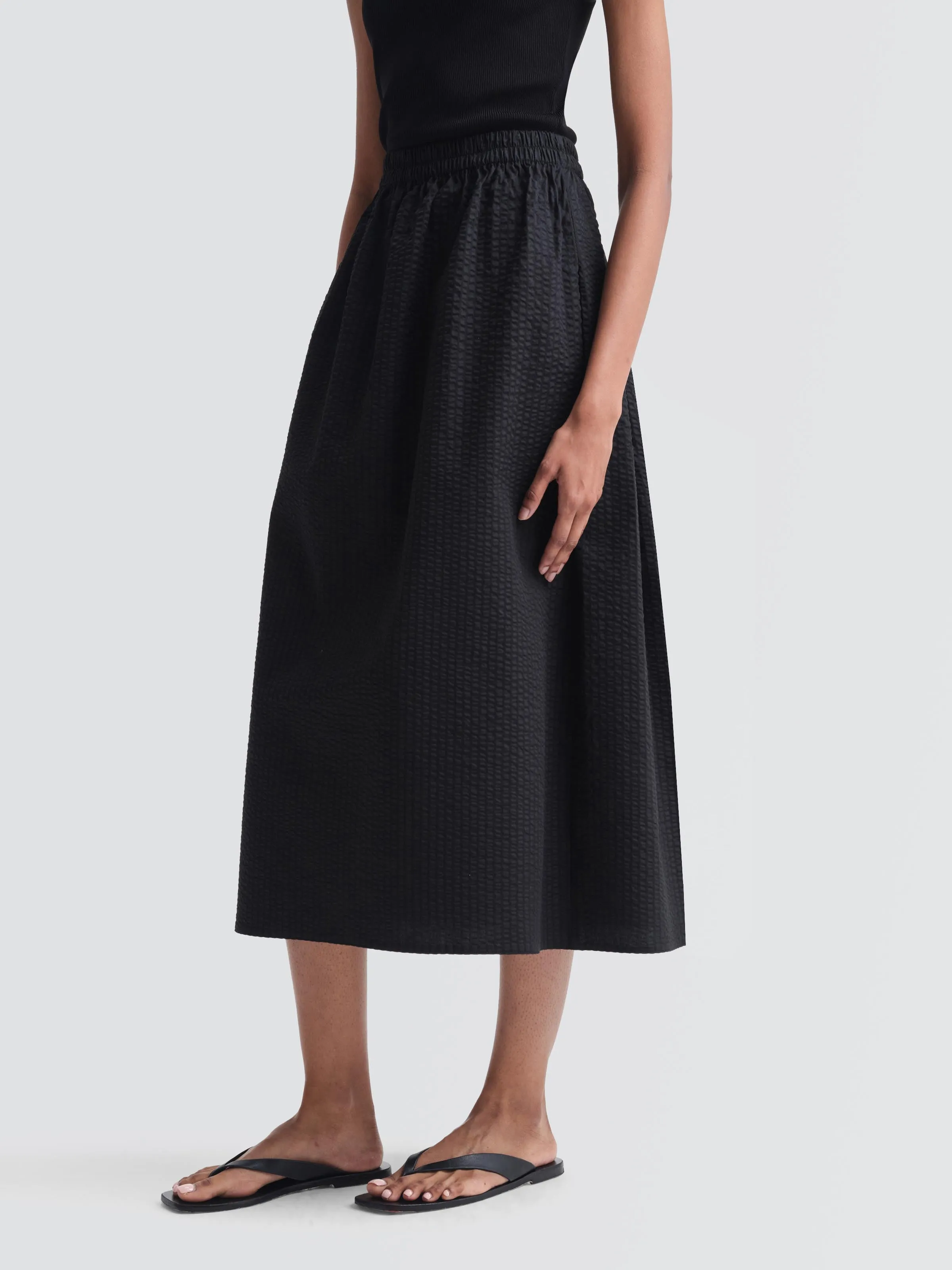 Seersucker Alice Skirt Velvet Finish