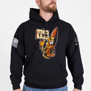 Just The Tip Hoodie - Black shiny accents product eco friendliness level