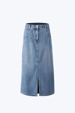 Smooth Feel Year Round Denim A-Line Skirt - Denim