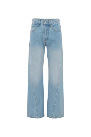 Rowie the label - Percy Curve Seam Jeans - Faded Blue Active Friendly Work Meeting Trendy Modern Minimalist