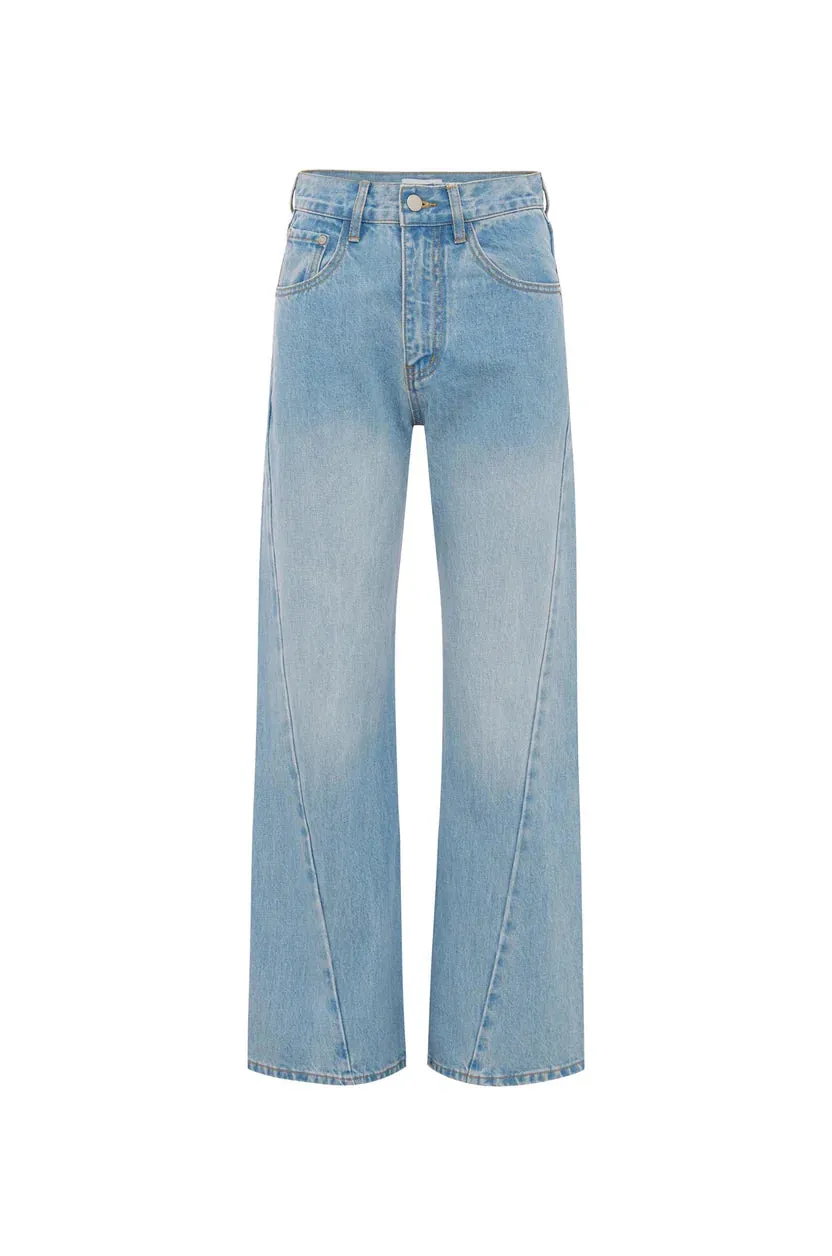 Shopping Day Adult Fashion Athlete Fit Outdoor Adventure Adult Fashion Rowie the label - Percy Curve Seam Jeans - Faded Blue