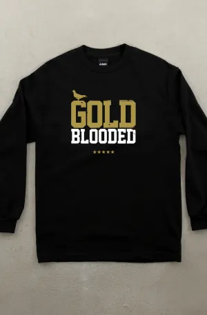DropShoulderDesign Gold Blooded (Men's Black/White/Gold Long-Sleeve Tee)